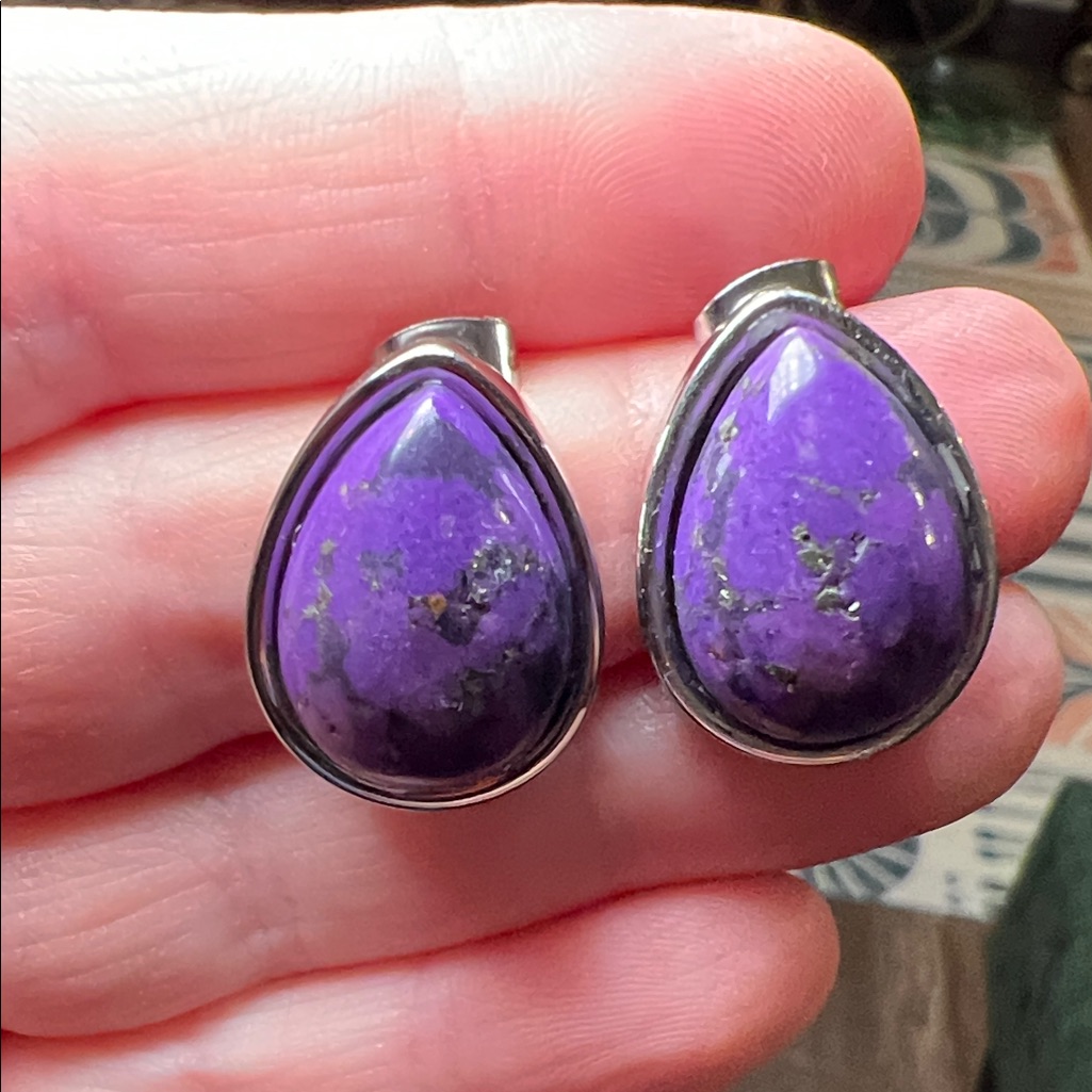 Southwestern Style Purple Turquoise Stainless Steel Stud Earrings 25$